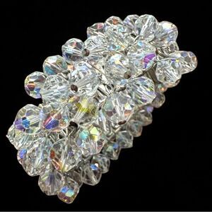 Vintage Japan Crystal women Bracelet –Stretch & Adjustable Crystal Beaded Silver